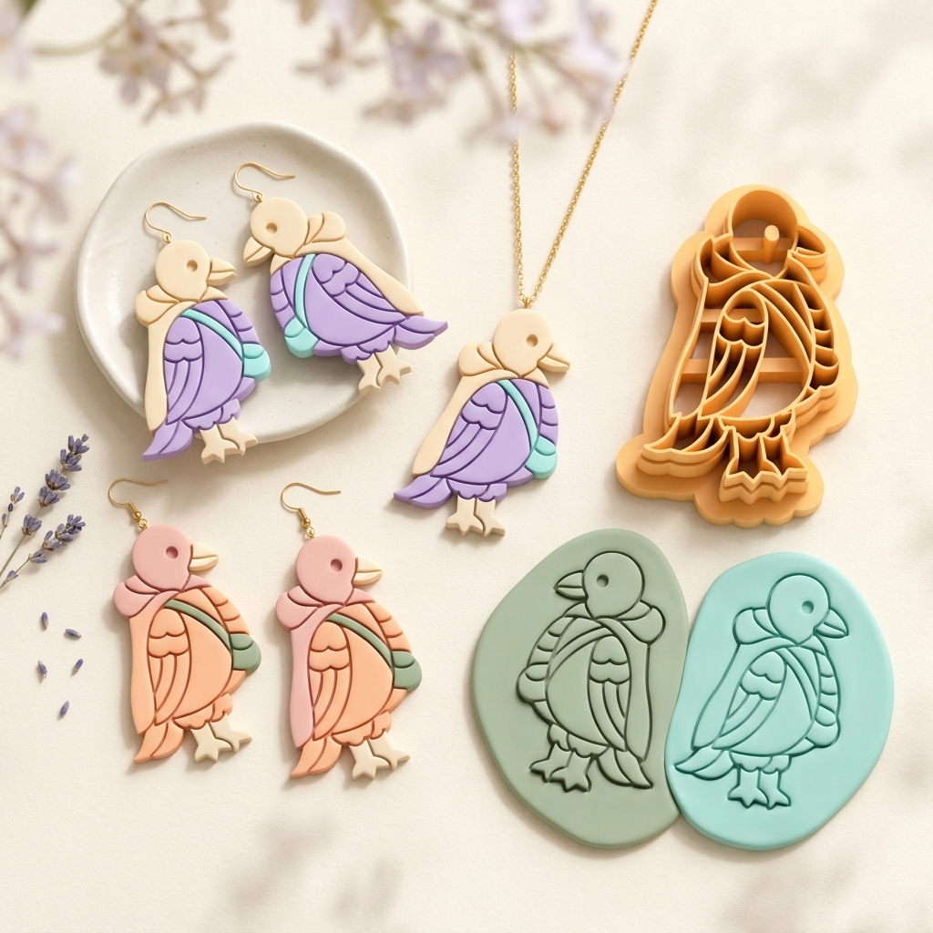 Crow in Fall Clothes Polymer Clay Cutter | 25–45mm Autumn Earring Cutter | IrisCrafts7
