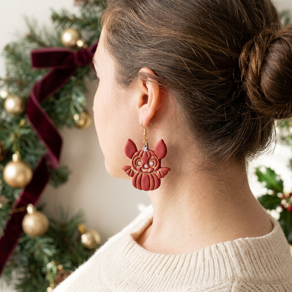 Cute Bat Pumpkin Character Polymer Clay Cutter | Halloween Earring Tool