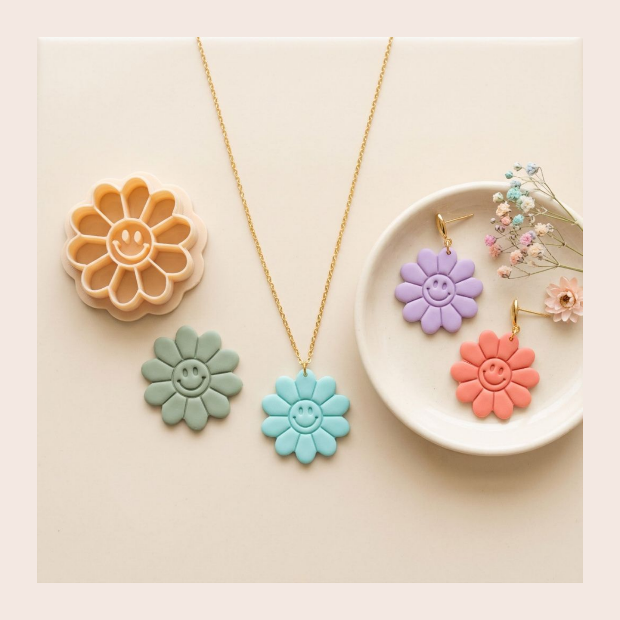 Cute Flower Polymer Clay Cutter | 3D Printed Floral Clay Earring Cutter | Boho Flower Clay Tool | Jewellery Making Supplies
