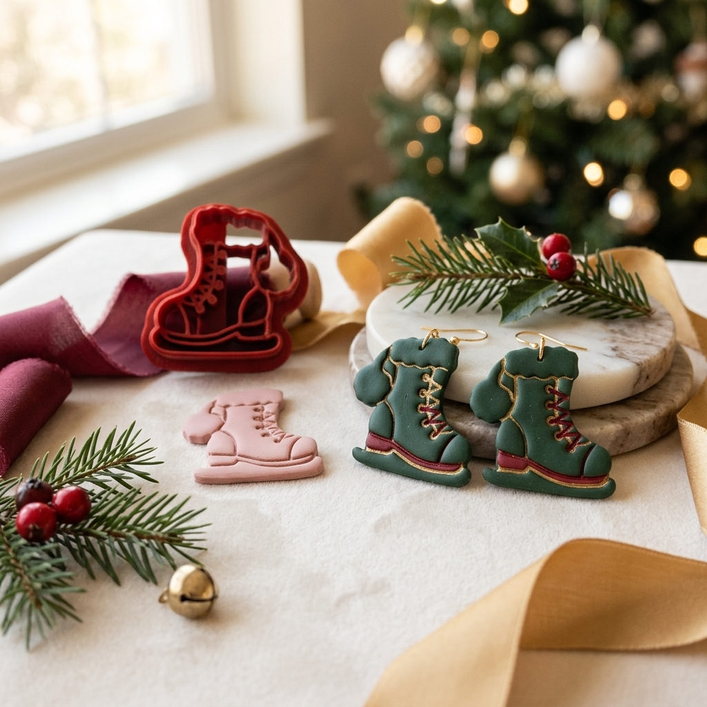 Cute Ice Skate Polymer Clay Cutter | Winter Earring Tool