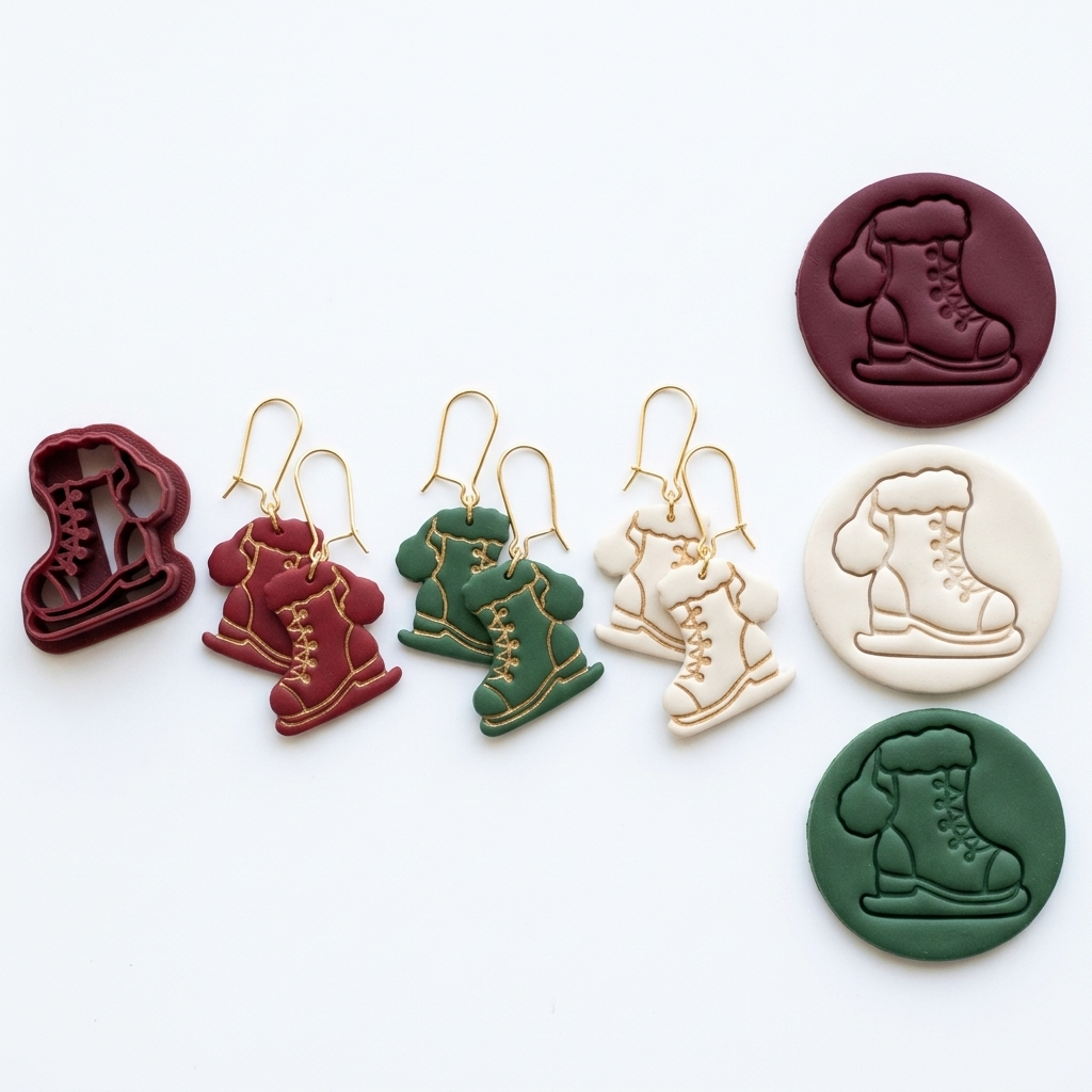 Cute Ice Skate Polymer Clay Cutter | Winter Earring Tool