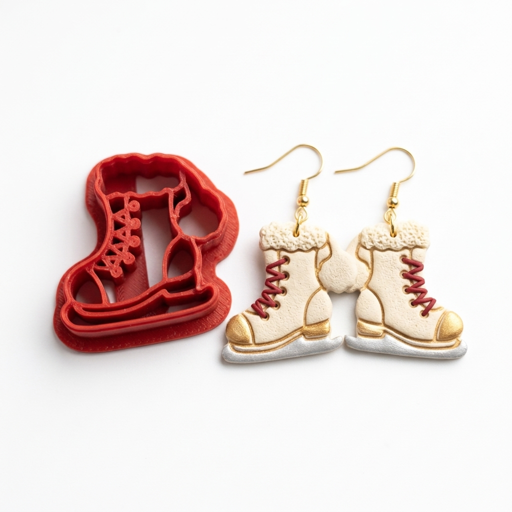 Cute Ice Skate Polymer Clay Cutter | Winter Earring Tool