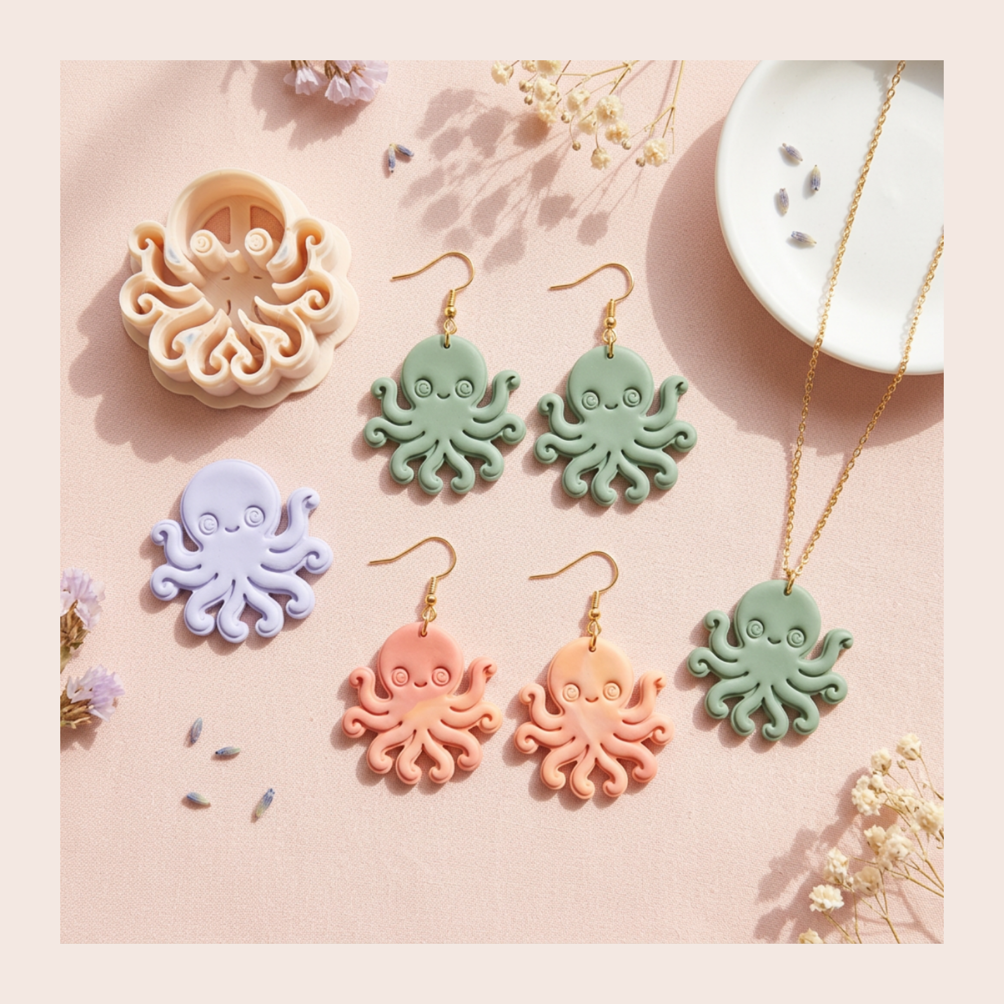 Cute Octopus Polymer Clay Cutter 30-50mm | Ocean Jewellery Making | IrisCrafts7