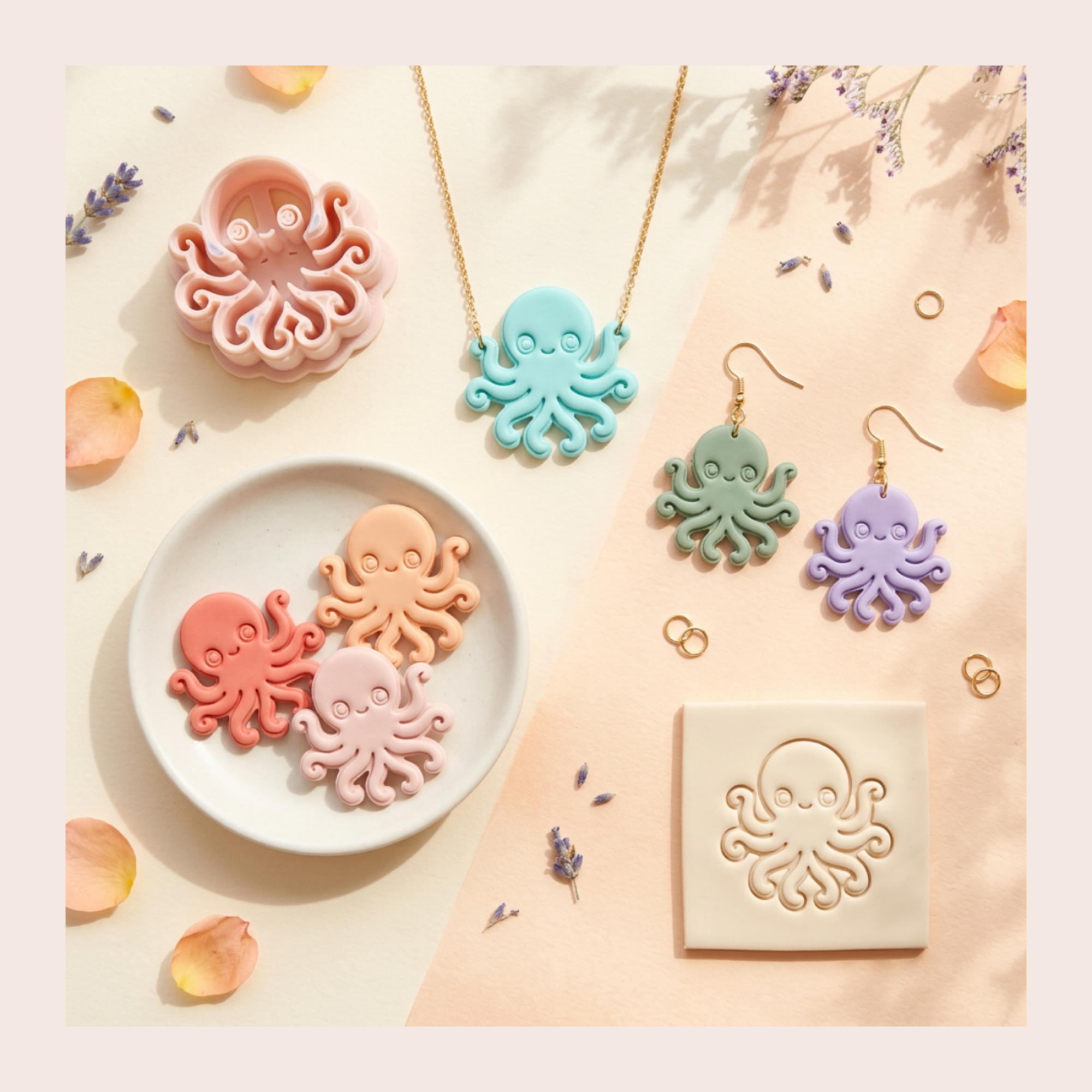 Cute Octopus Polymer Clay Cutter 30-50mm | Ocean Jewellery Making | IrisCrafts7