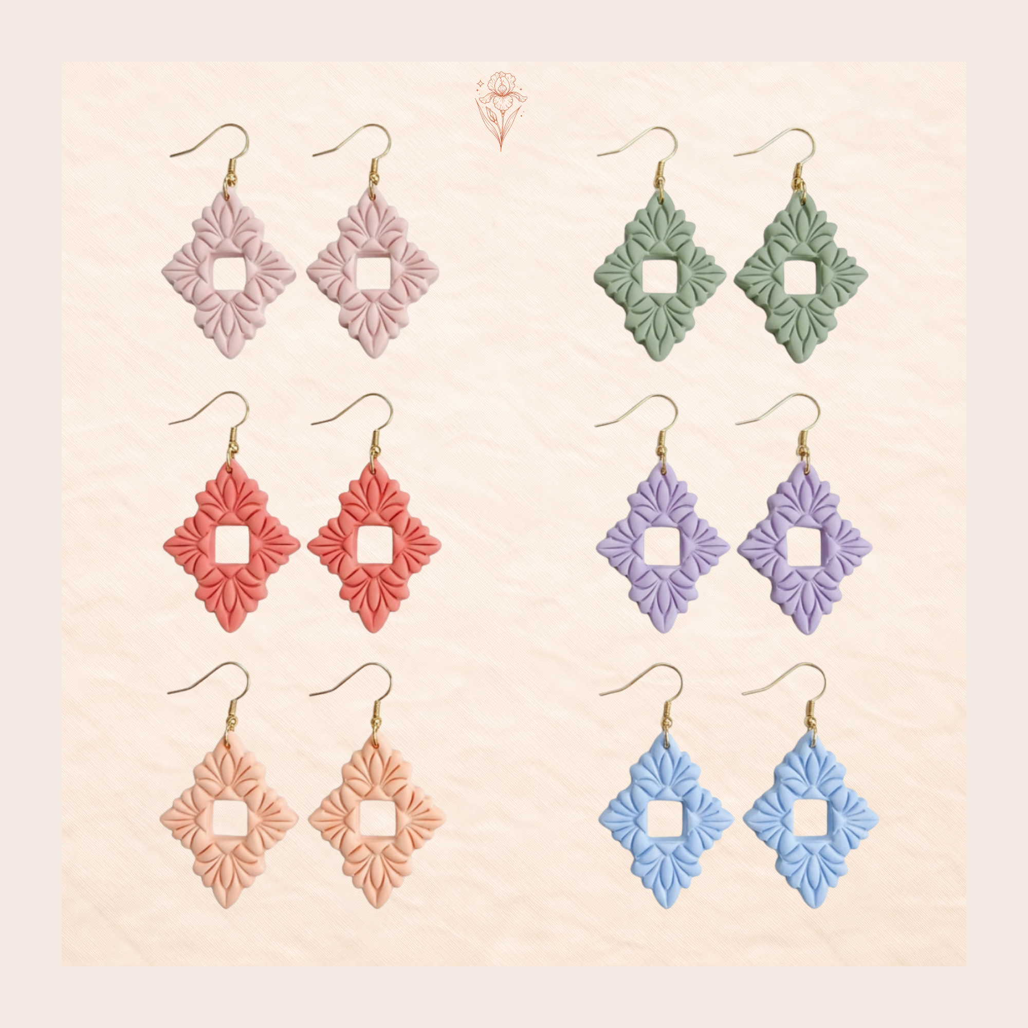 Dahlia Diamond Polymer Clay Cutter | 3D Printed Floral Clay Earring Cutter | Diamond Shape Cutter for Clay Jewellery Making | Clay Earring Tool