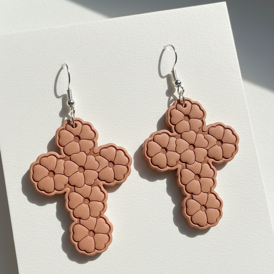 Daisy Cross Polymer Clay Cutter for Floral Earrings