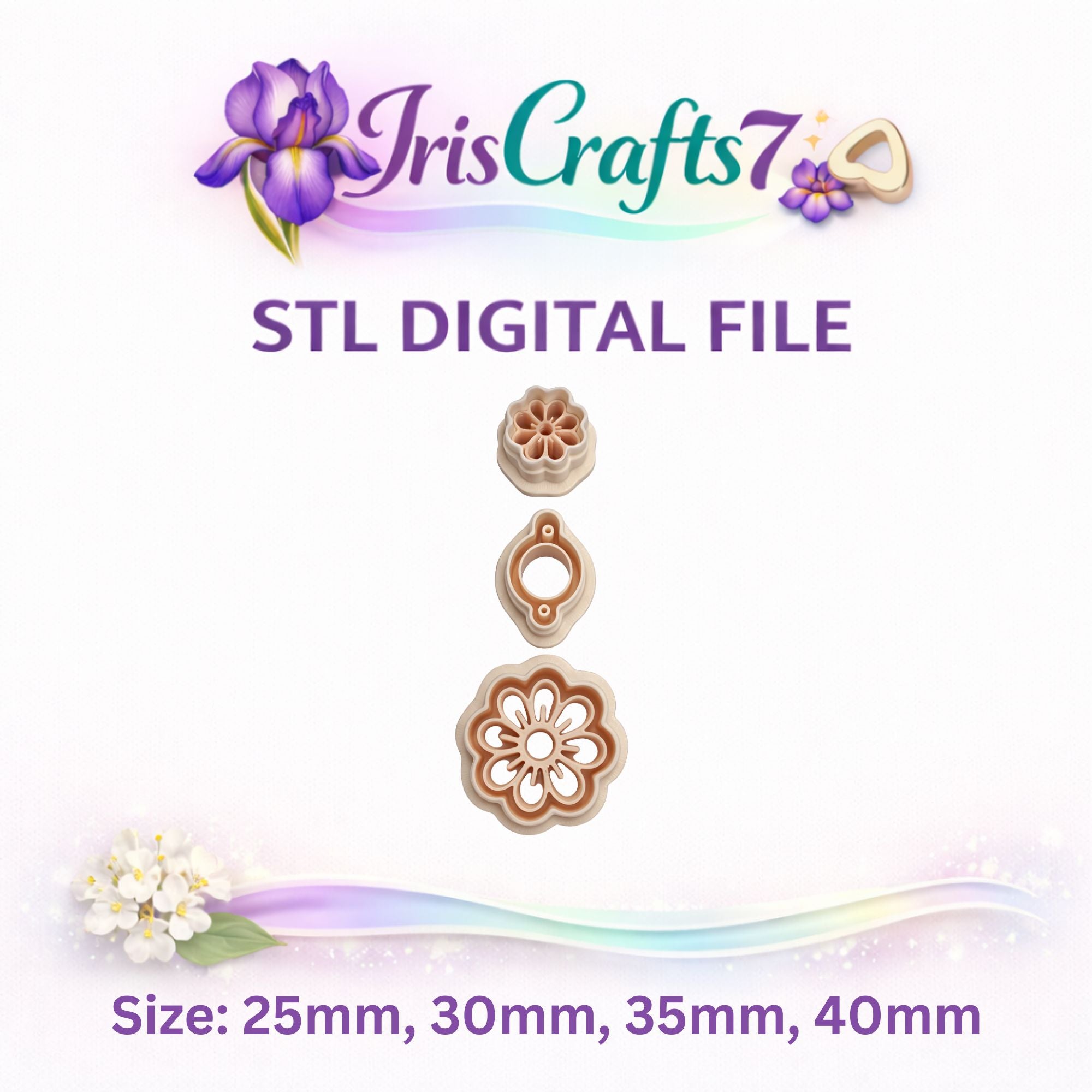 Daisy Polymer Clay Cutter Set STL File – Flower Cutter for 3D Printing