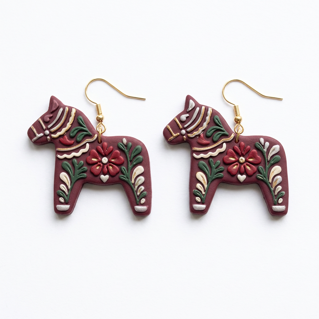 Dala Horse Floral Polymer Clay Cutter | Scandinavian Folk Earring Tool