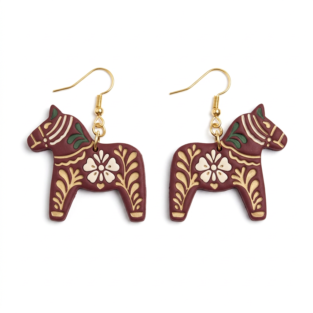 Dala Horse Floral Polymer Clay Cutter | Scandinavian Folk Earring Tool