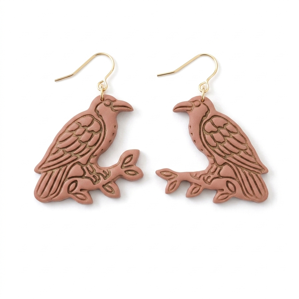 Dark Cottagecore Raven Polymer Clay Cutter | 30–50mm Gothic Earring Cutter | IrisCrafts7