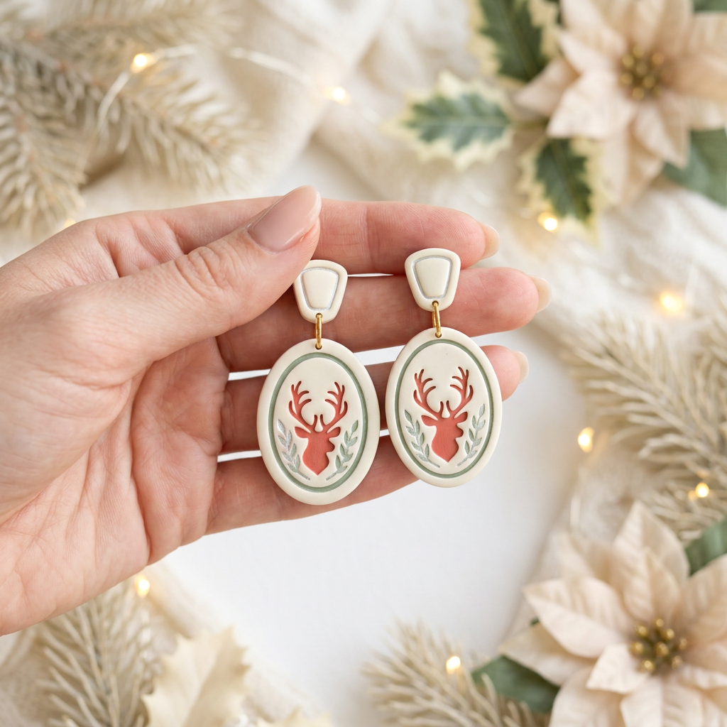 Deer Drop Earrings Polymer Clay Cutter Set | Christmas Earring Tool