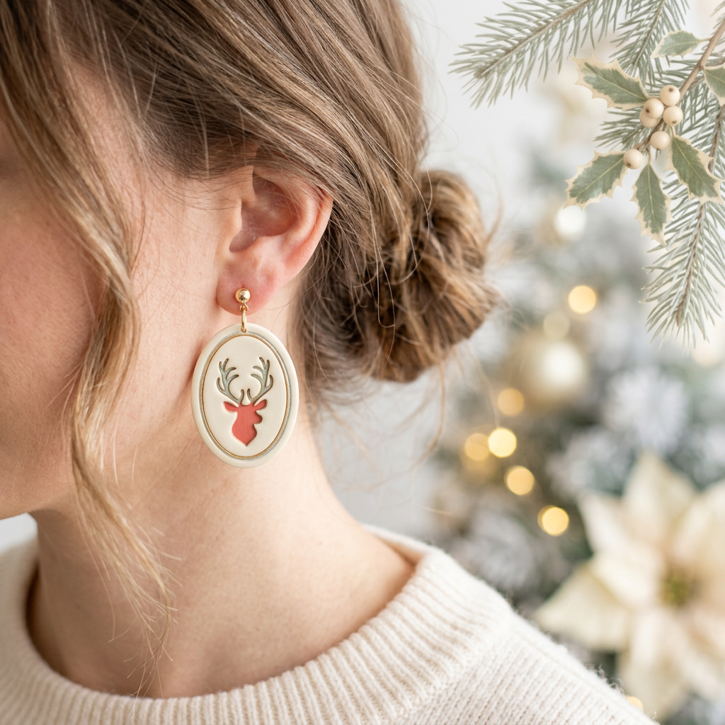 Deer Drop Earrings Polymer Clay Cutter Set | Christmas Earring Tool