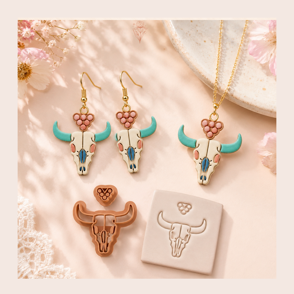 Desert Skull Polymer Clay Cutter | 20–40mm | Skull Shape Clay Cutter | Earring Jewellery Making Tool