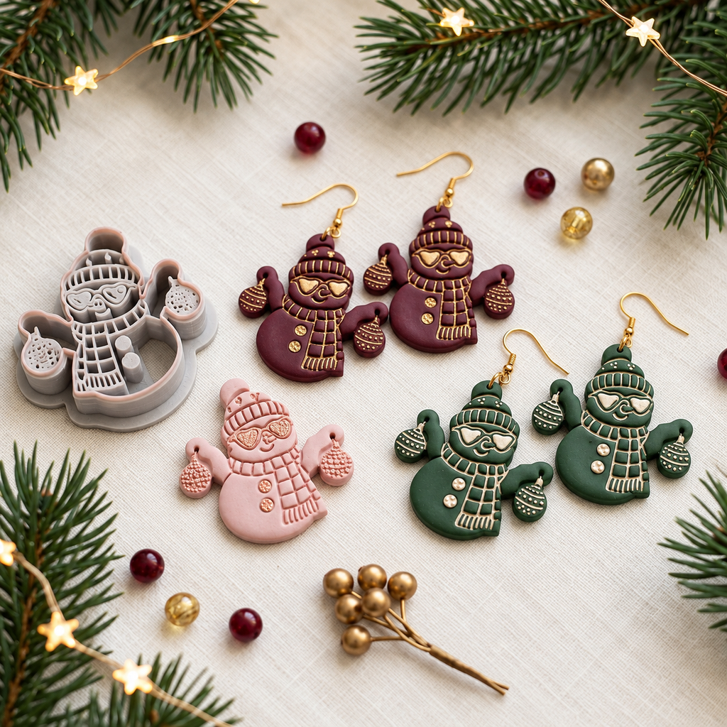 Disco Snowman Polymer Clay Cutter | Fun Christmas Earring Tool