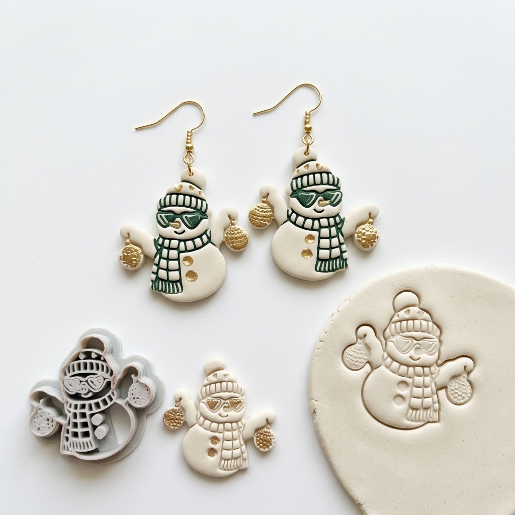 Disco Snowman Polymer Clay Cutter | Fun Christmas Earring Tool