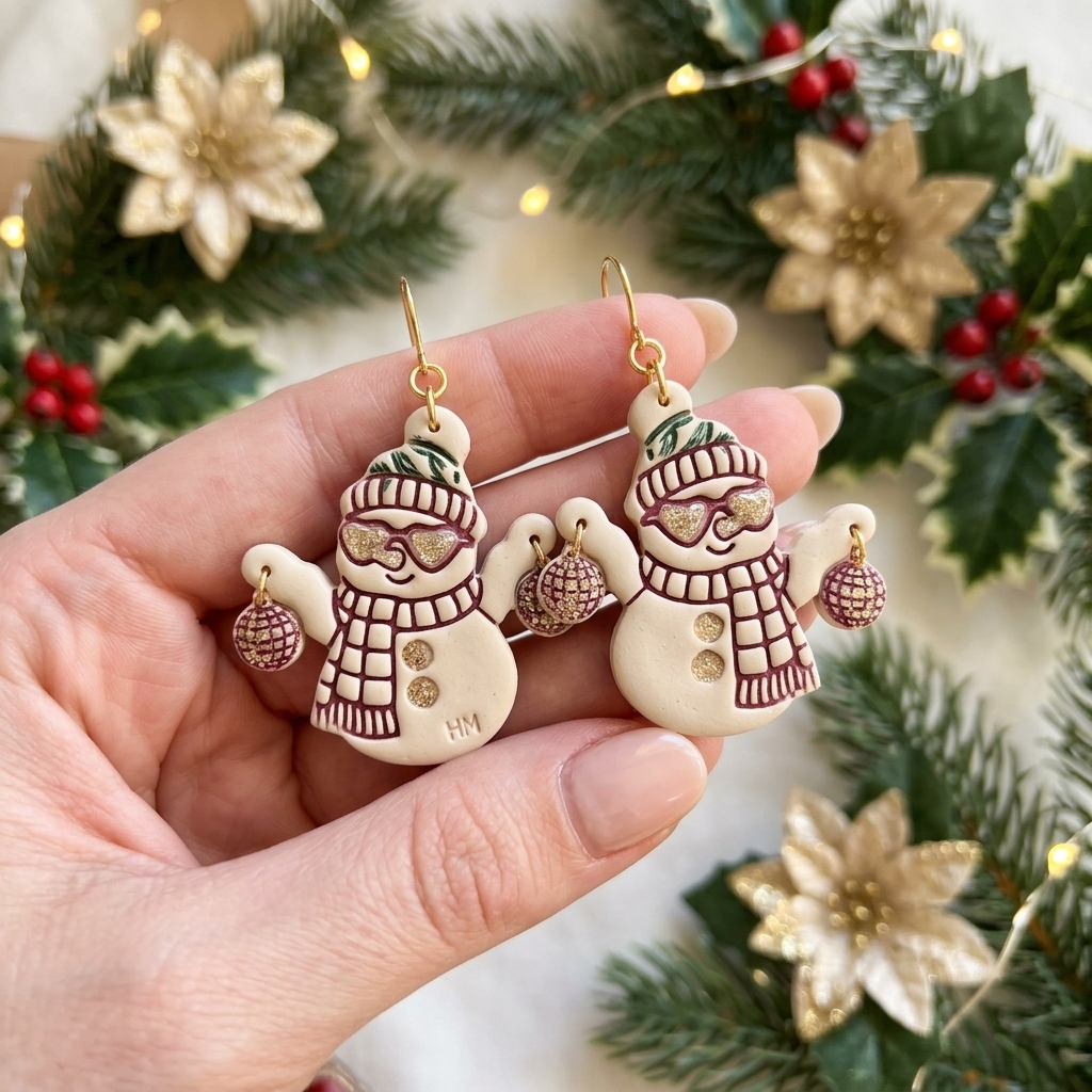 Disco Snowman Polymer Clay Cutter | Fun Christmas Earring Tool