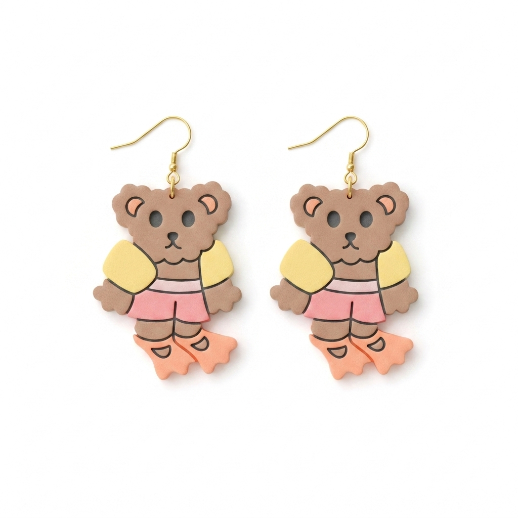 Diver Bear Polymer Clay Cutter | 25–45mm Novelty Earring Cutter | IrisCrafts7