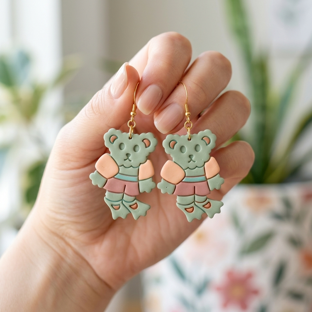 Diver Bear Polymer Clay Cutter | 25–45mm Novelty Earring Cutter | IrisCrafts7