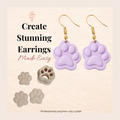 Dog Paw Polymer Clay Cutter | 3D Printed Paw Print Clay Earring Cutter | Pet Lover Clay Tool | Dog Mum Jewellery Making