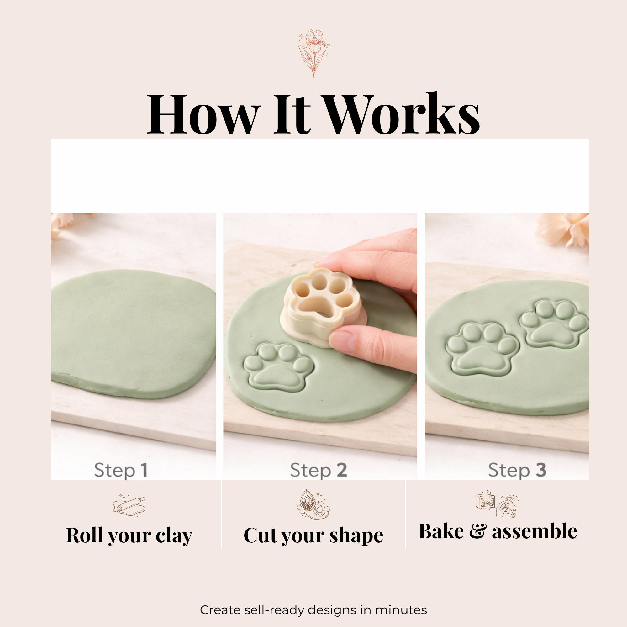 Dog Paw Polymer Clay Cutter | 3D Printed Paw Print Clay Earring Cutter | Pet Lover Clay Tool | Dog Mum Jewellery Making