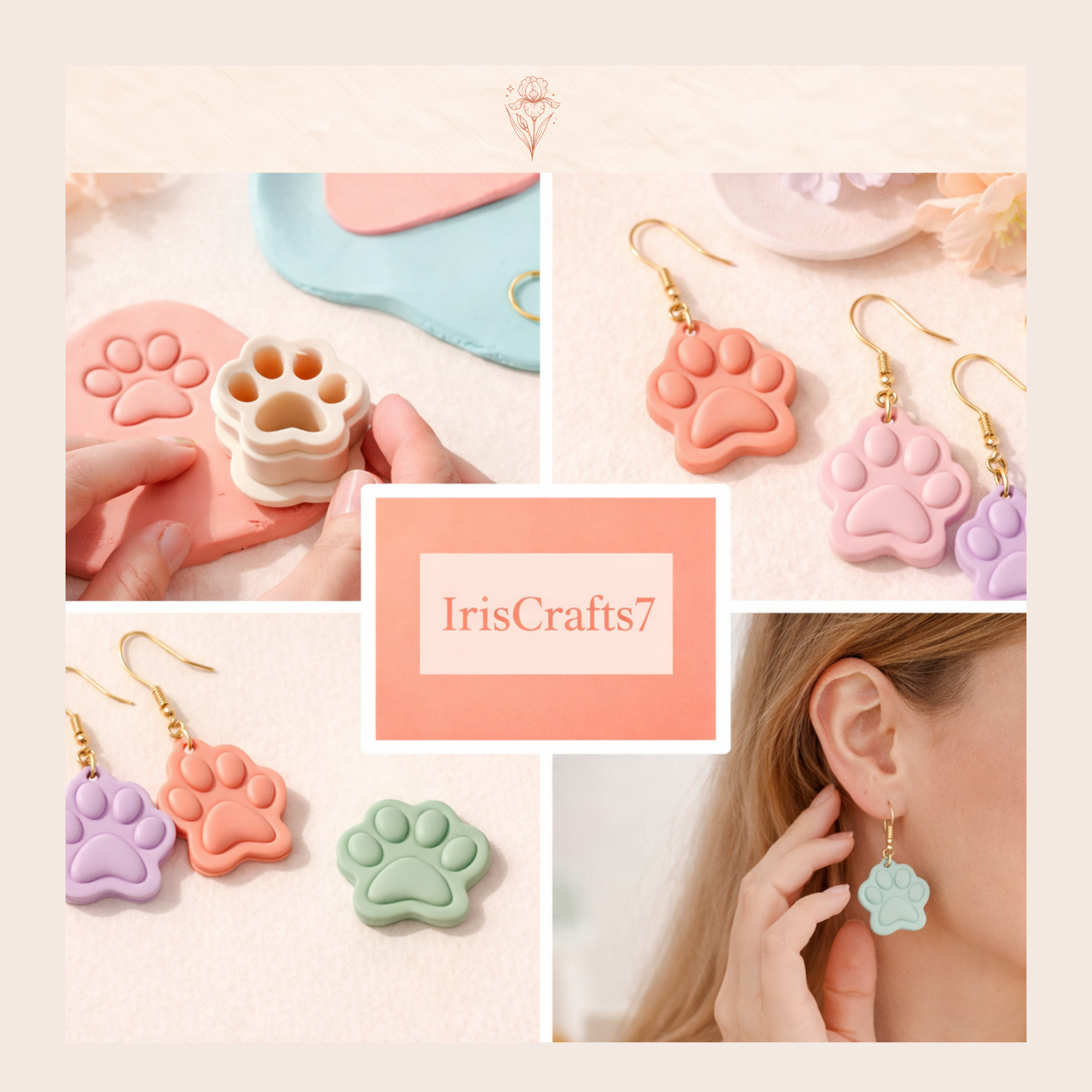 Dog Paw Polymer Clay Cutter | 3D Printed Paw Print Clay Earring Cutter | Pet Lover Clay Tool | Dog Mum Jewellery Making