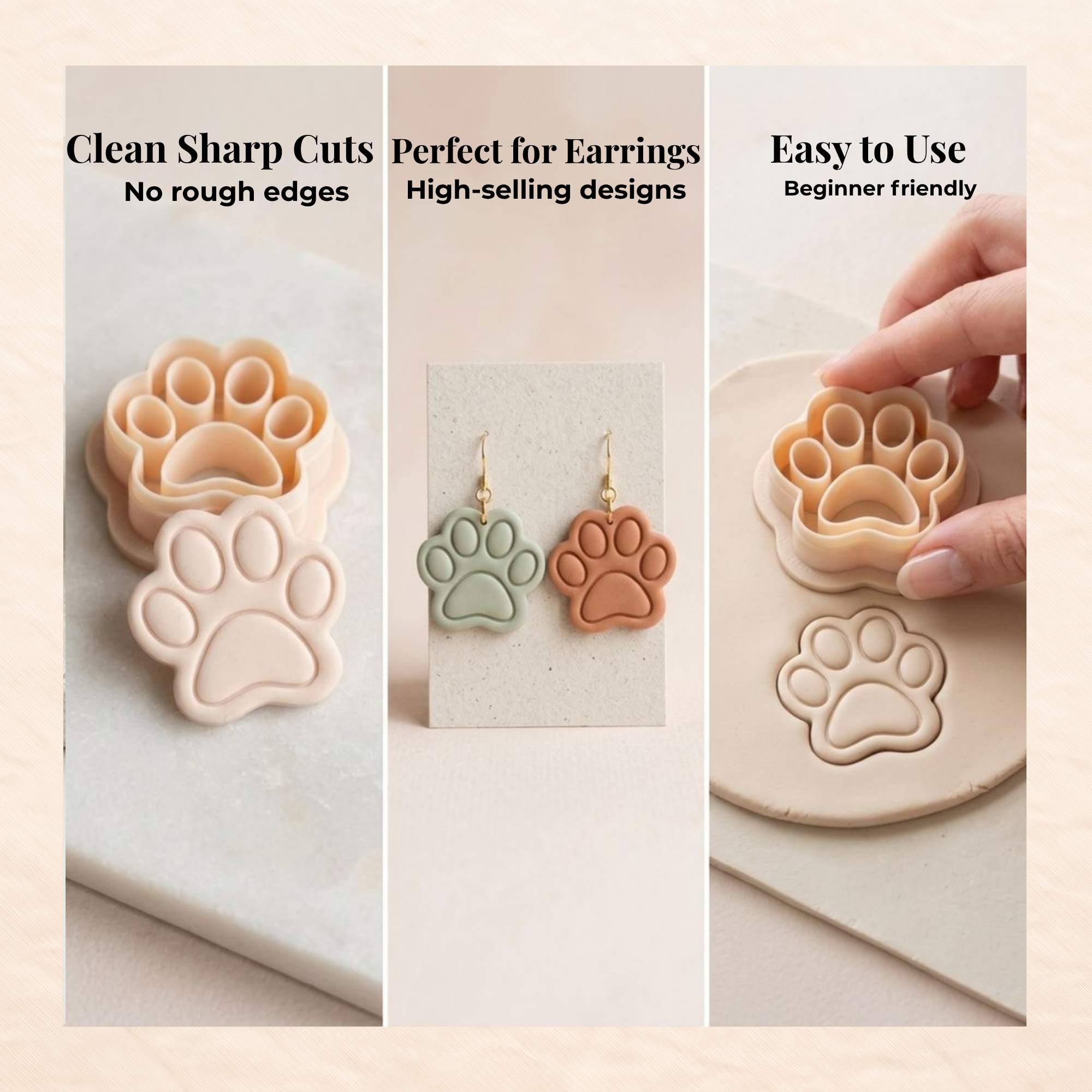 Dog Paw 1 Polymer Clay Cutter | 3D Printed Paw Print Clay Earring Cutter | Pet Lover Jewellery Making Tool | Dog Mum Gift