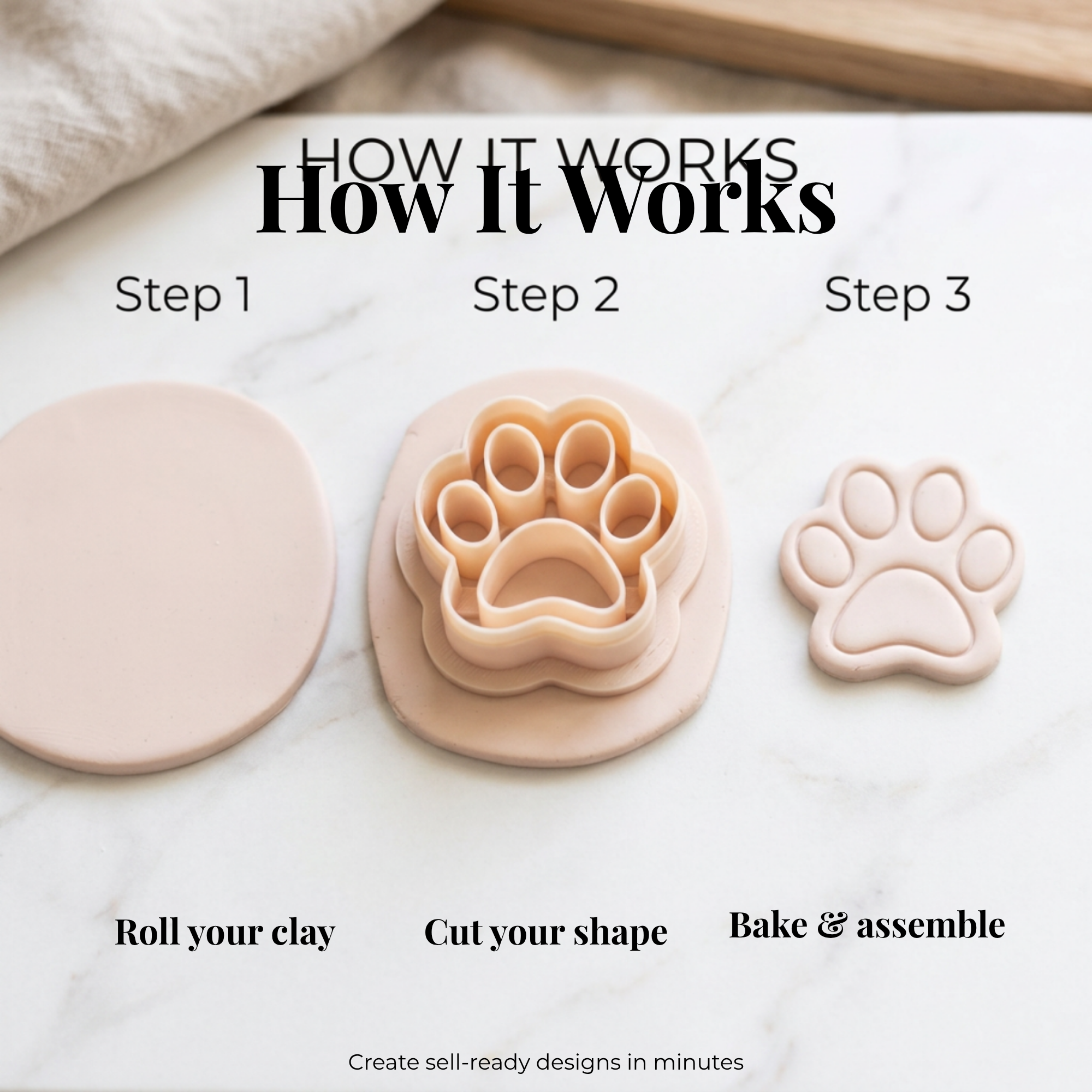 Dog Paw 1 Polymer Clay Cutter | 3D Printed Paw Print Clay Earring Cutter | Pet Lover Jewellery Making Tool | Dog Mum Gift