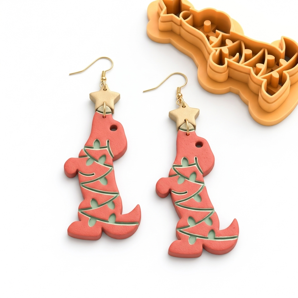 Dog in Christmas Lights Polymer Clay Cutter | Festive Earring Tool