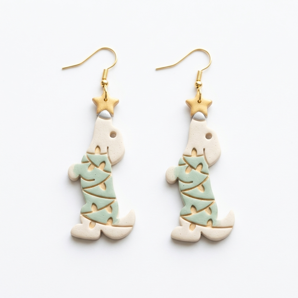 Dog in Christmas Lights Polymer Clay Cutter | Festive Earring Tool