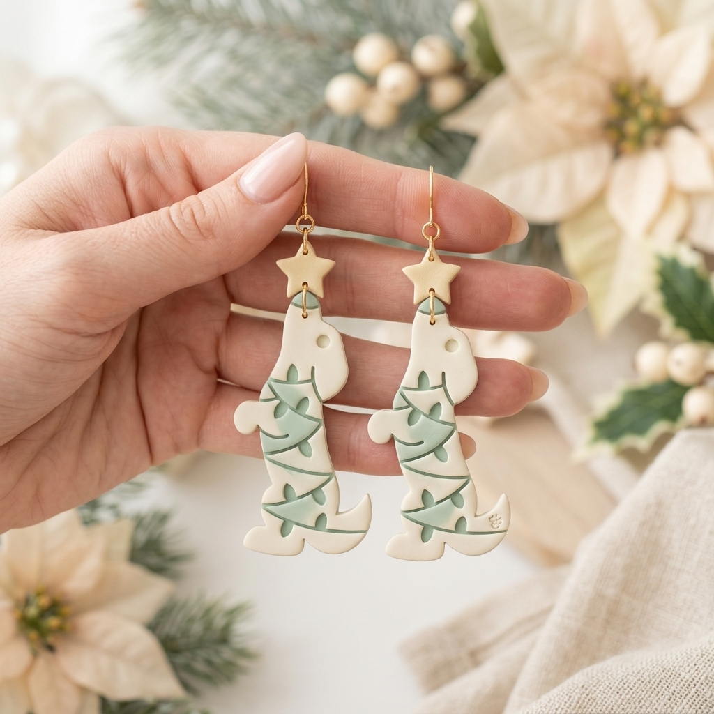 Dog in Christmas Lights Polymer Clay Cutter | Festive Earring Tool