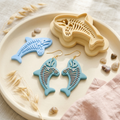 Dolphin Skeleton 2 Polymer Clay Cutter | 25–45mm Halloween Gothic Earring Cutter | IrisCrafts7