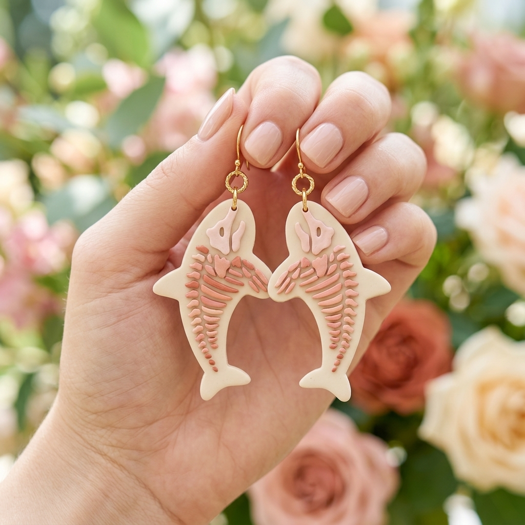 Dolphin Skeleton 2 Polymer Clay Cutter | 25–45mm Halloween Gothic Earring Cutter | IrisCrafts7