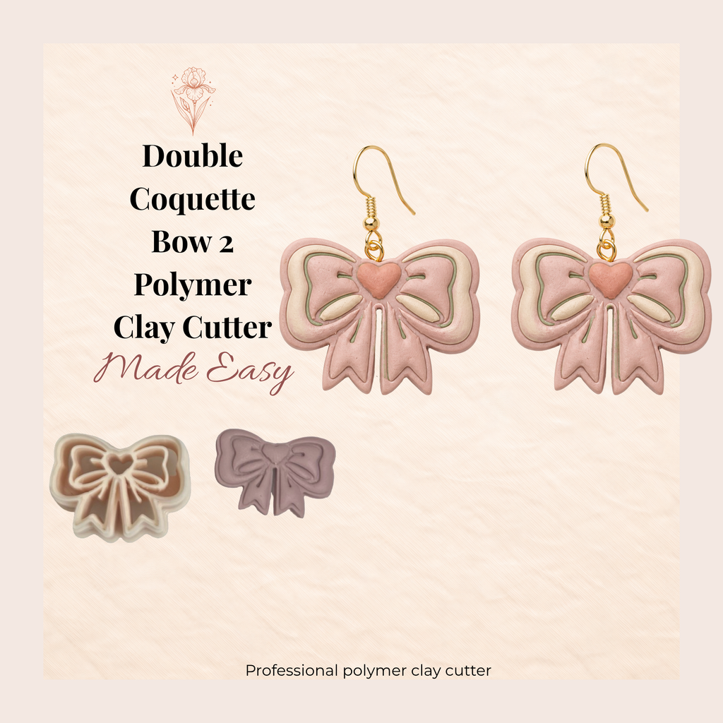 Double Coquette Bow 2 Polymer Clay Cutter 25–45mm | Cute Earring Cutter | IrisCrafts7