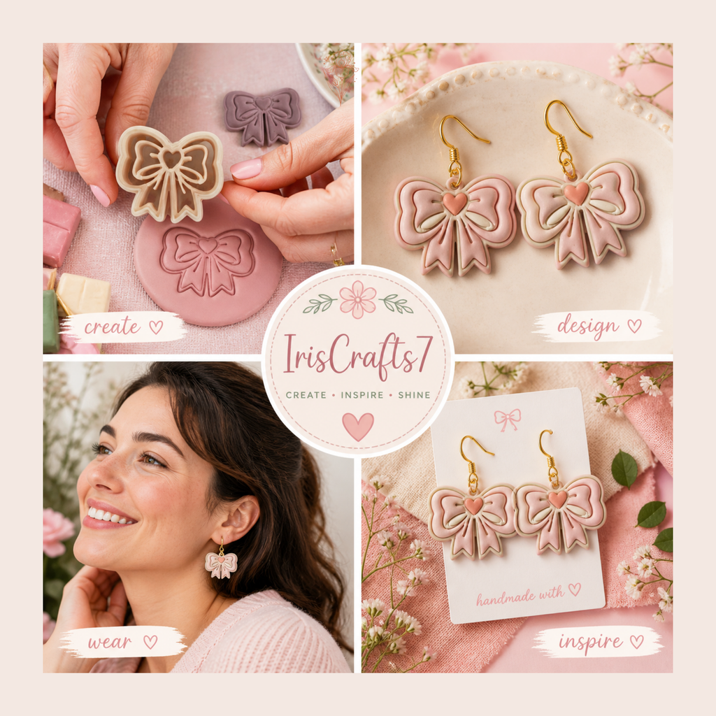 Double Coquette Bow 2 Polymer Clay Cutter 25–45mm | Cute Earring Cutter | IrisCrafts7