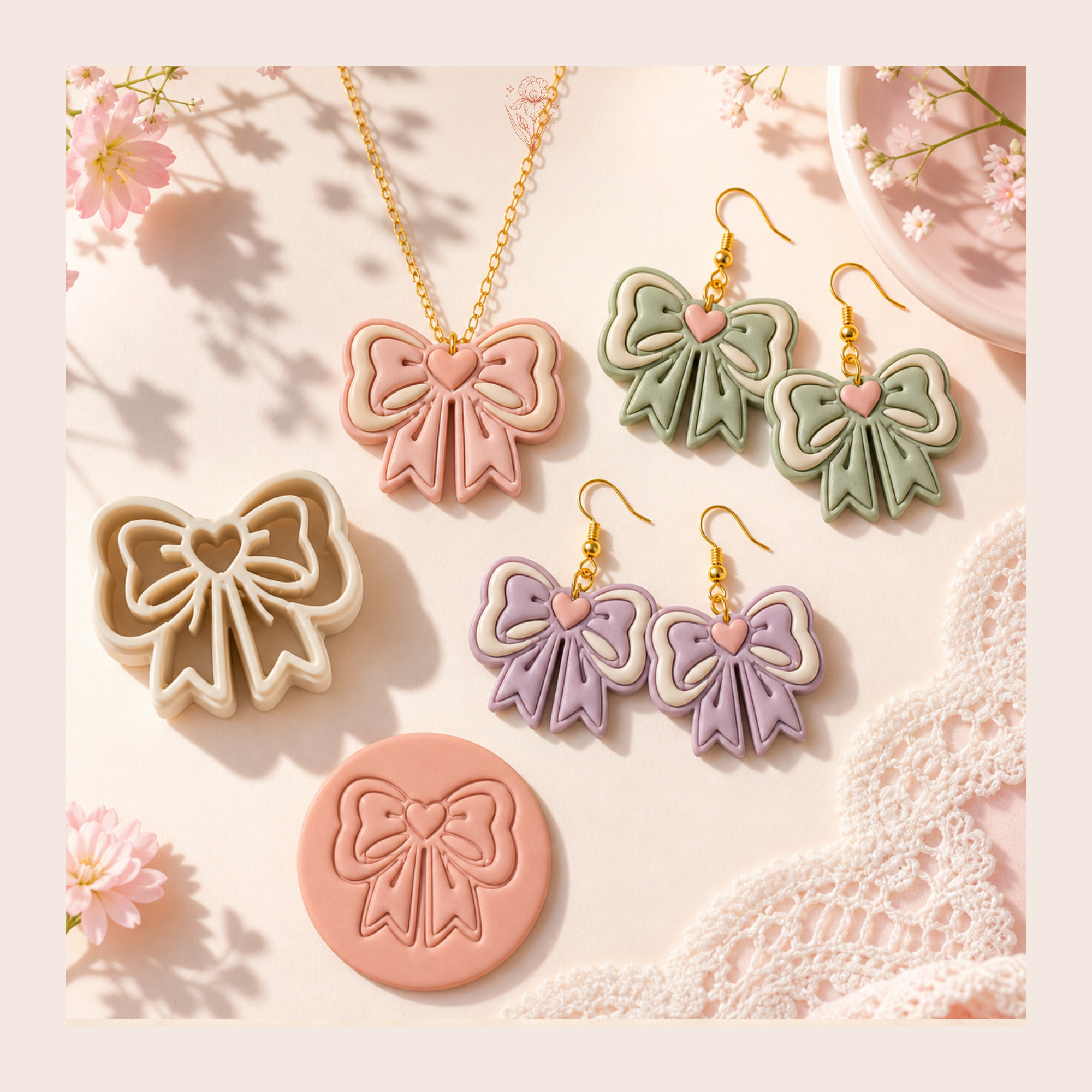 Double Coquette Bow 2 Polymer Clay Cutter 25–45mm | Cute Earring Cutter | IrisCrafts7