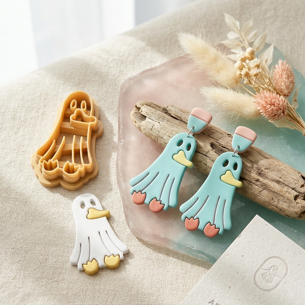 Duck Ghost Polymer Clay Cutter | 25–45mm | Halloween Duck Ghost Shape Clay Cutter | Earring Jewellery Making Tool