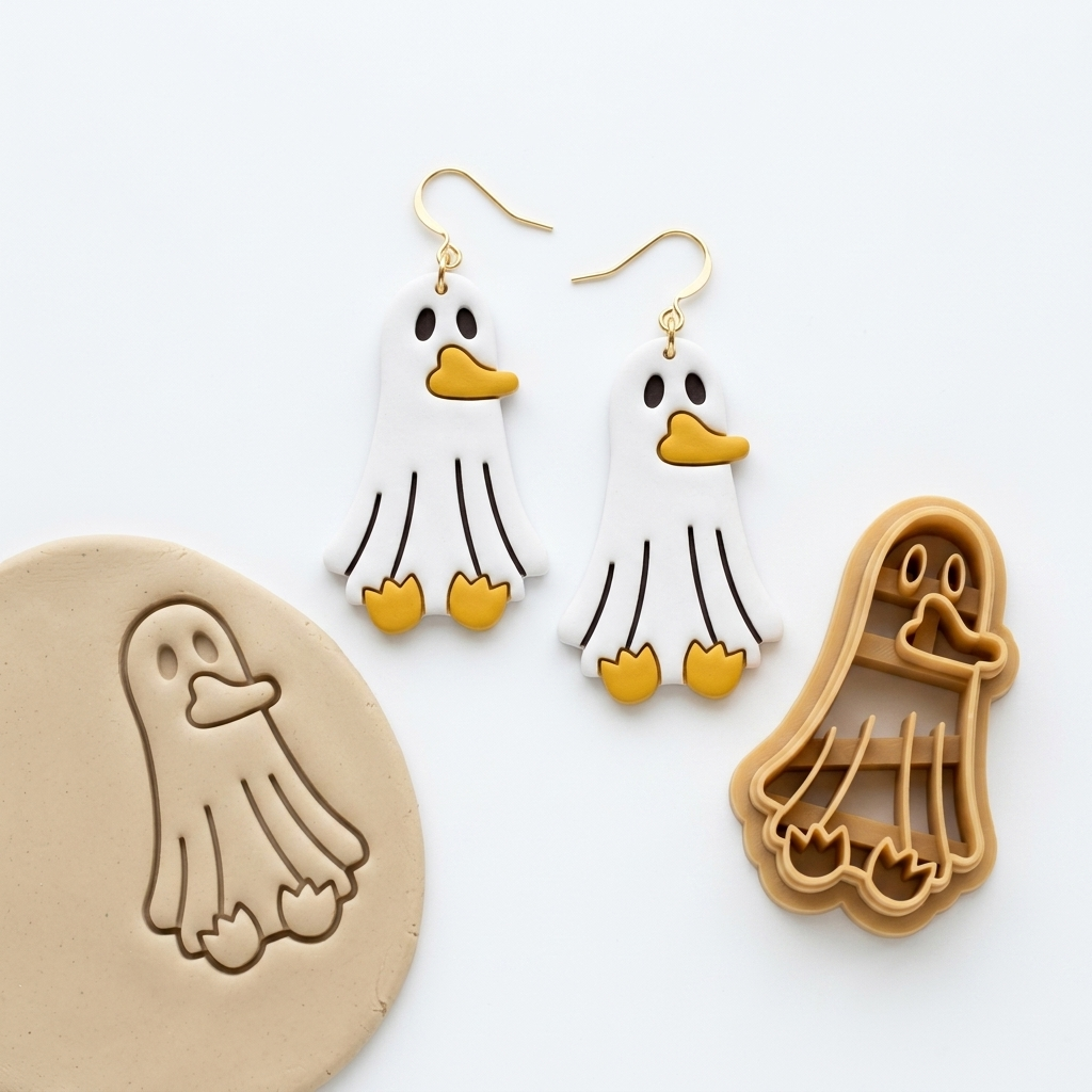Duck Ghost Polymer Clay Cutter | 25–45mm | Halloween Duck Ghost Shape Clay Cutter | Earring Jewellery Making Tool