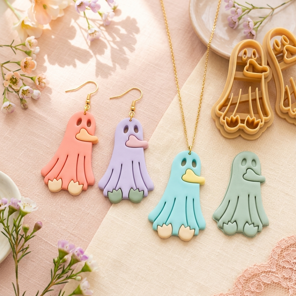 Duck Ghost Polymer Clay Cutter | 25–45mm | Halloween Duck Ghost Shape Clay Cutter | Earring Jewellery Making Tool