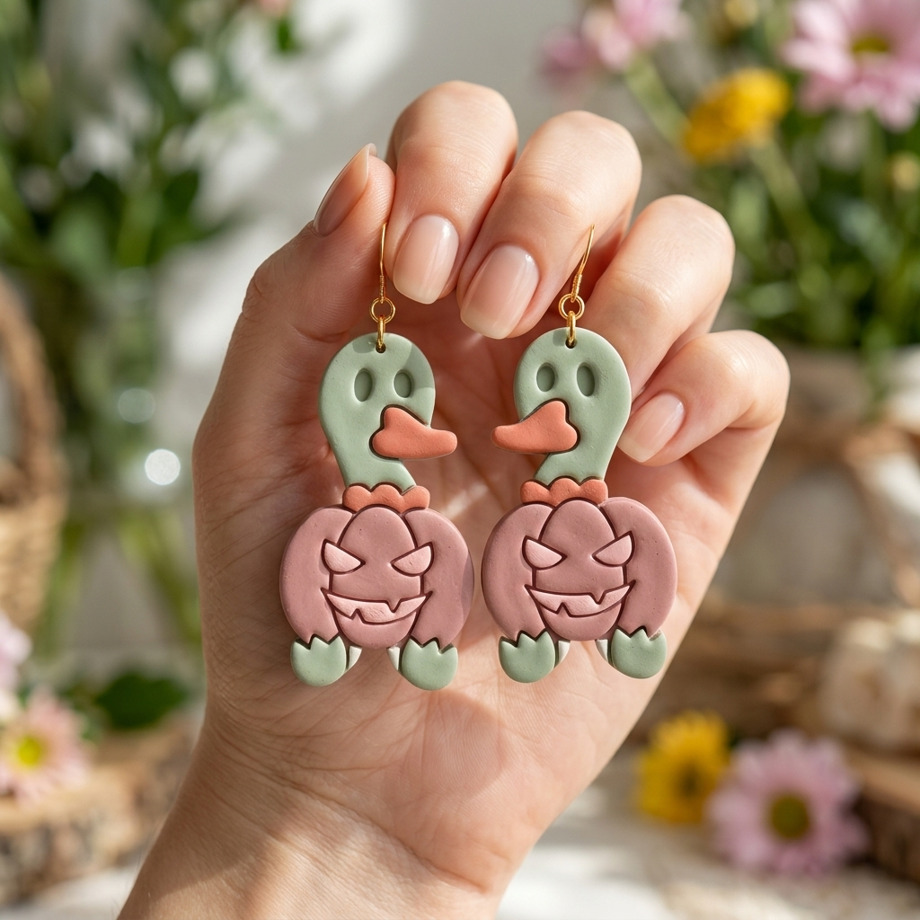 Duck Pumpkin Polymer Clay Cutter | 25–45mm | Halloween Duck Pumpkin Shape Clay Cutter | Earring Jewellery Making Tool