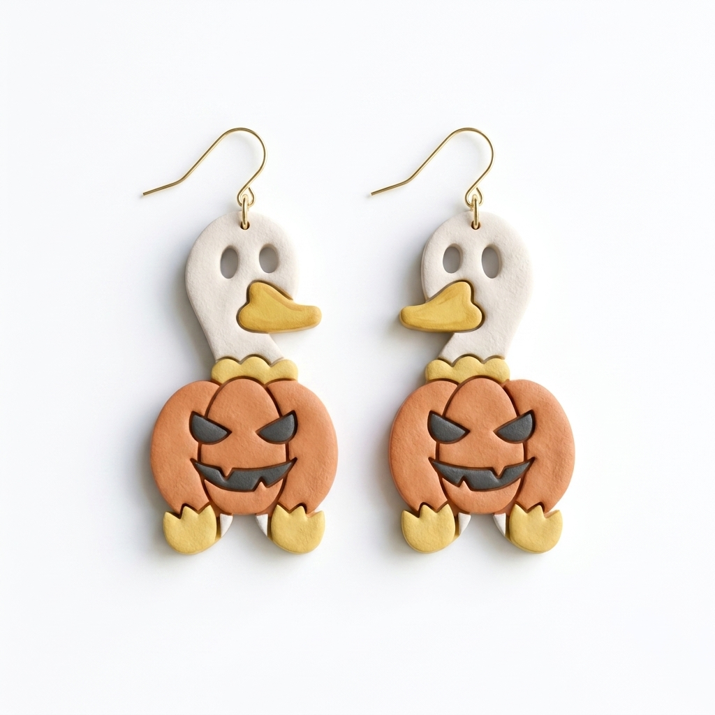 Duck Pumpkin Polymer Clay Cutter | 25–45mm | Halloween Duck Pumpkin Shape Clay Cutter | Earring Jewellery Making Tool