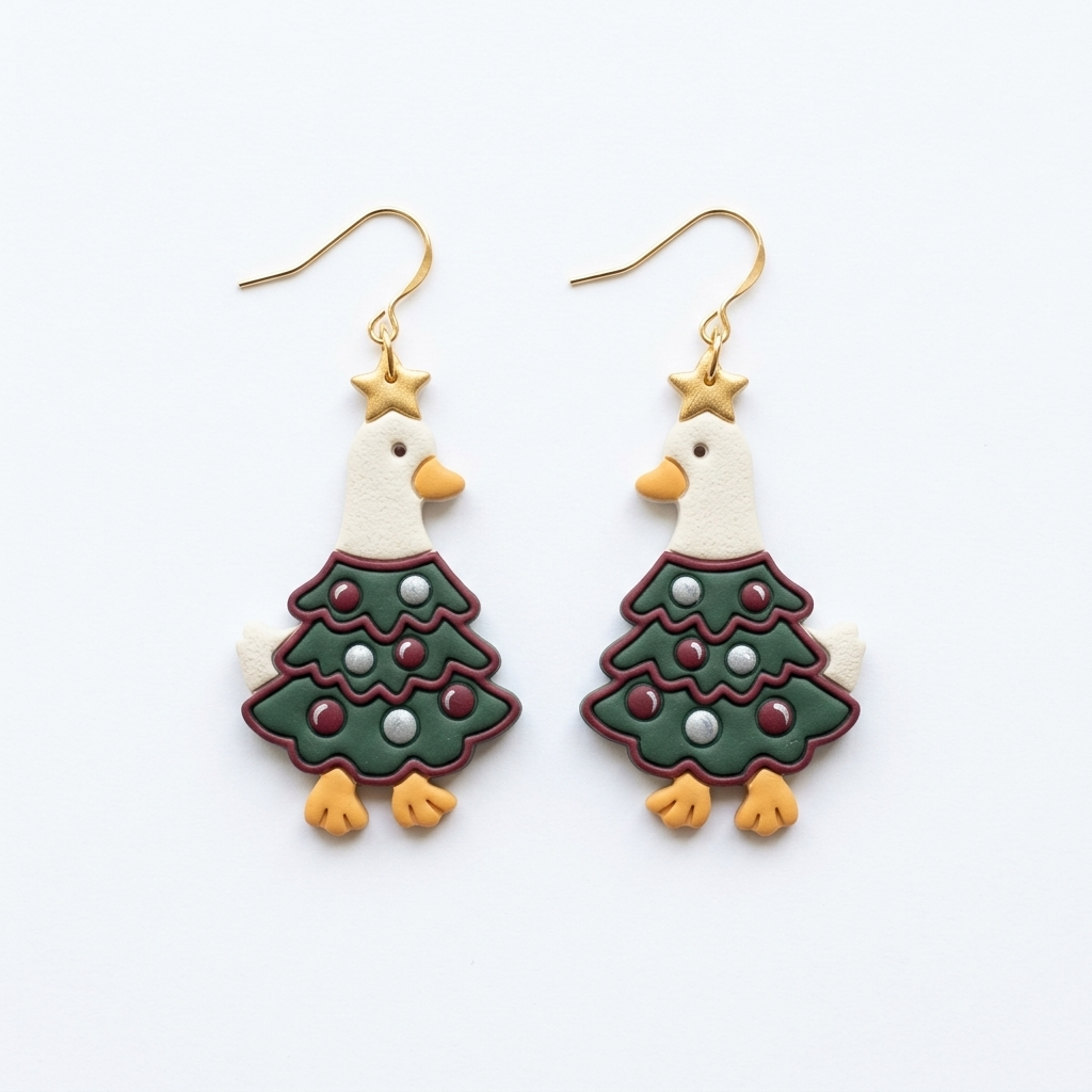 Duck Xmas Tree Polymer Clay Cutter | Funny Christmas Earring Tool