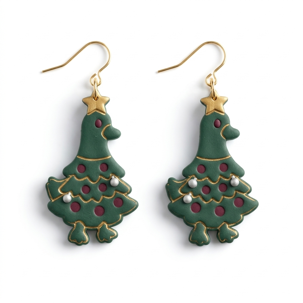 Duck Xmas Tree Polymer Clay Cutter | Funny Christmas Earring Tool