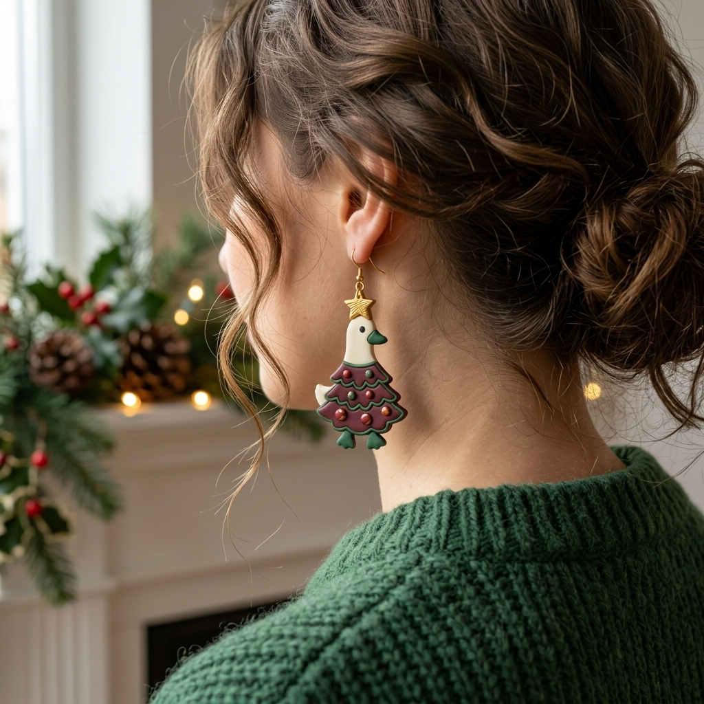 Duck Xmas Tree Polymer Clay Cutter | Funny Christmas Earring Tool