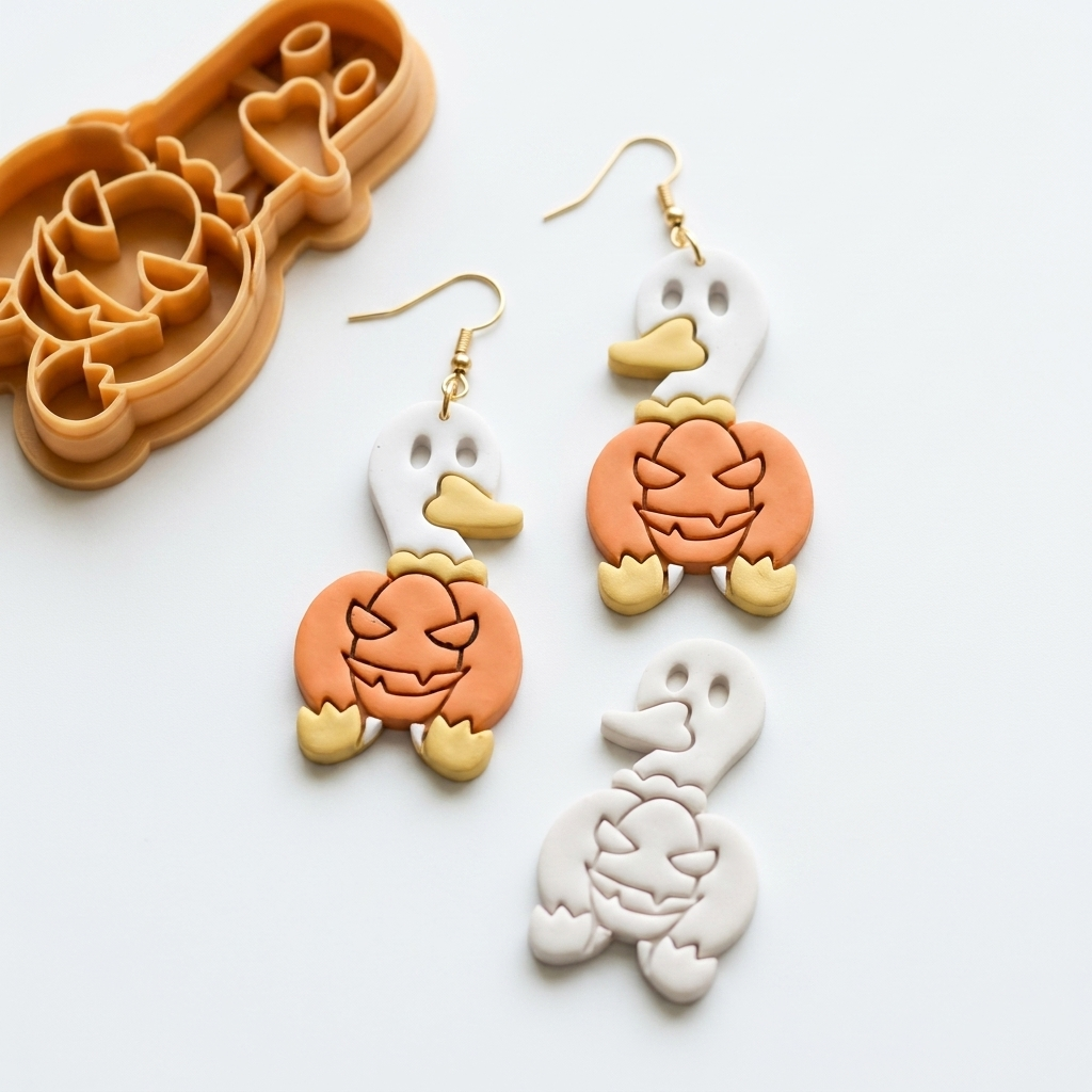 Duck Pumpkin Polymer Clay Cutter | 25–45mm | Halloween Duck Pumpkin Shape Clay Cutter | Earring Jewellery Making Tool