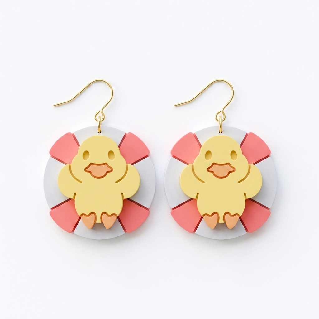 Duck on a Lifebuoy Polymer Clay Cutter Set of 2 | 25–45mm Nautical Earring Cutter | IrisCrafts7