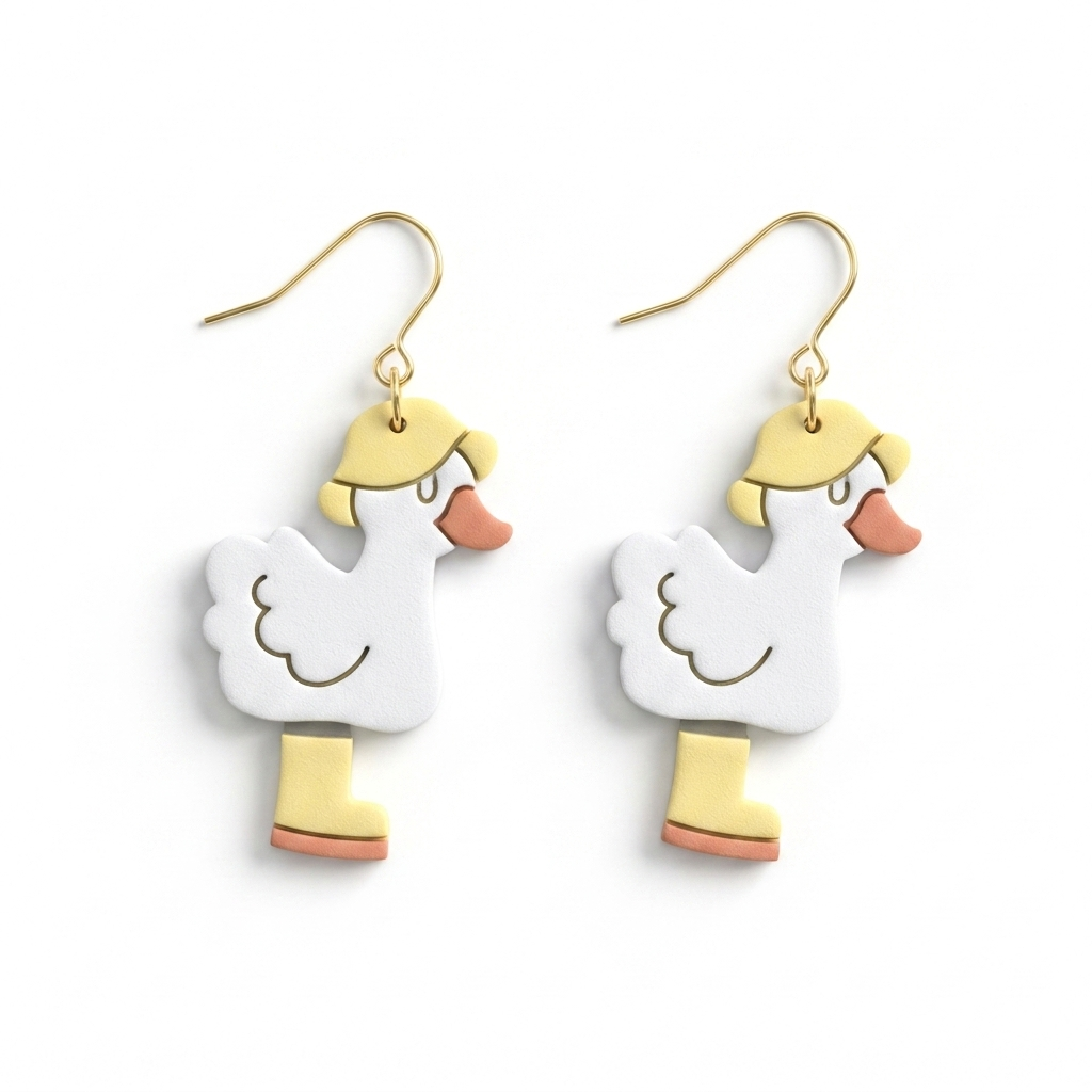 Duck with Hat and Boots Polymer Clay Cutter | 25–45mm | Cute Duck Shape Clay Cutter | Earring Jewellery Making Tool