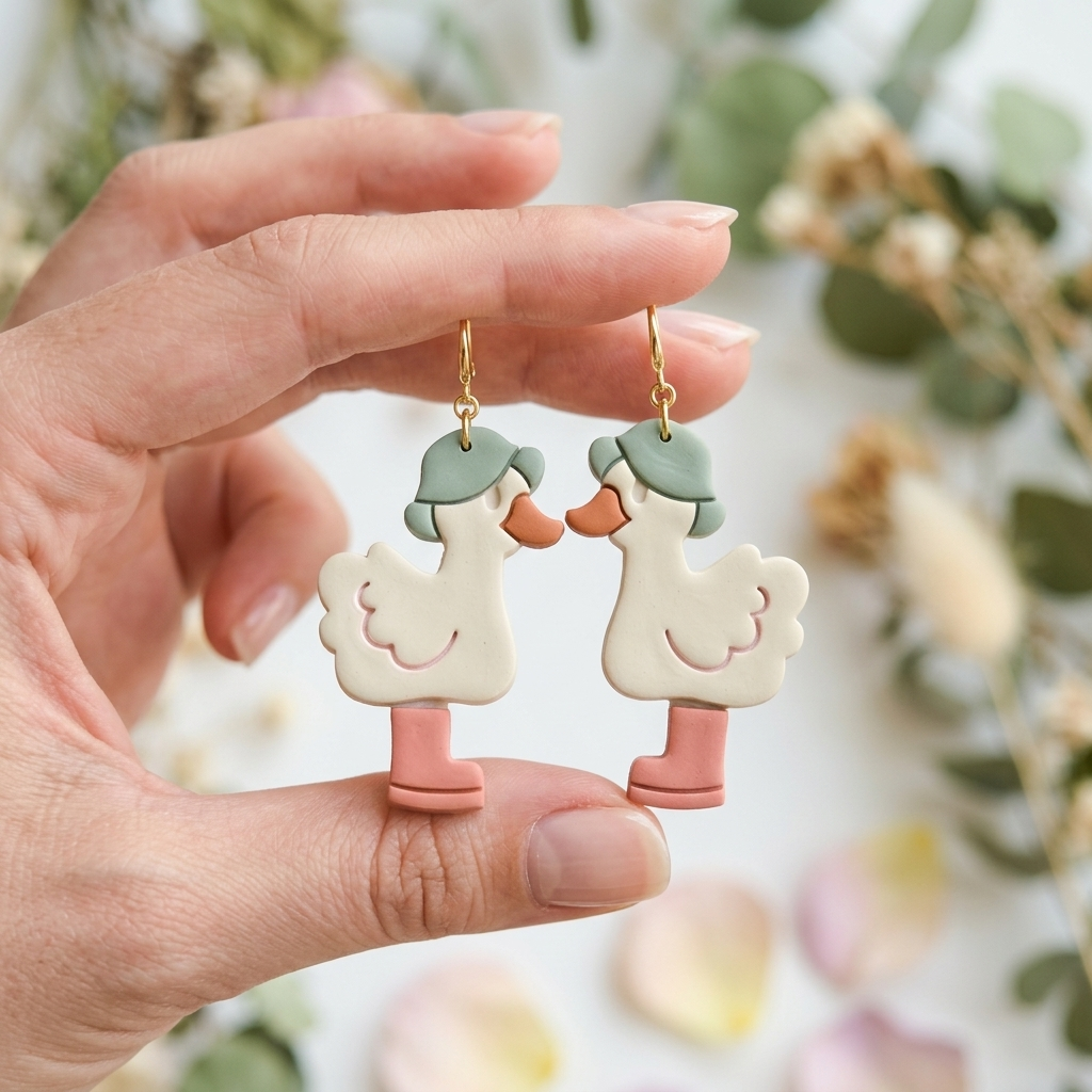 Duck with Hat and Boots Polymer Clay Cutter | 25–45mm | Cute Duck Shape Clay Cutter | Earring Jewellery Making Tool