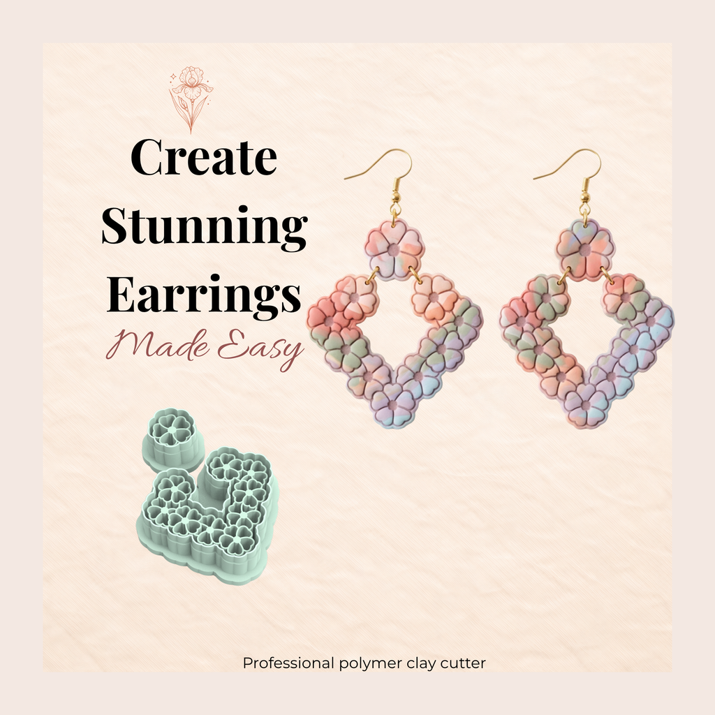 Earthy Lace Polymer Clay Cutter | 3D Printed Lace Detail Clay Earring Cutter | Boho Textured Clay Tool | Jewellery Making Supplies