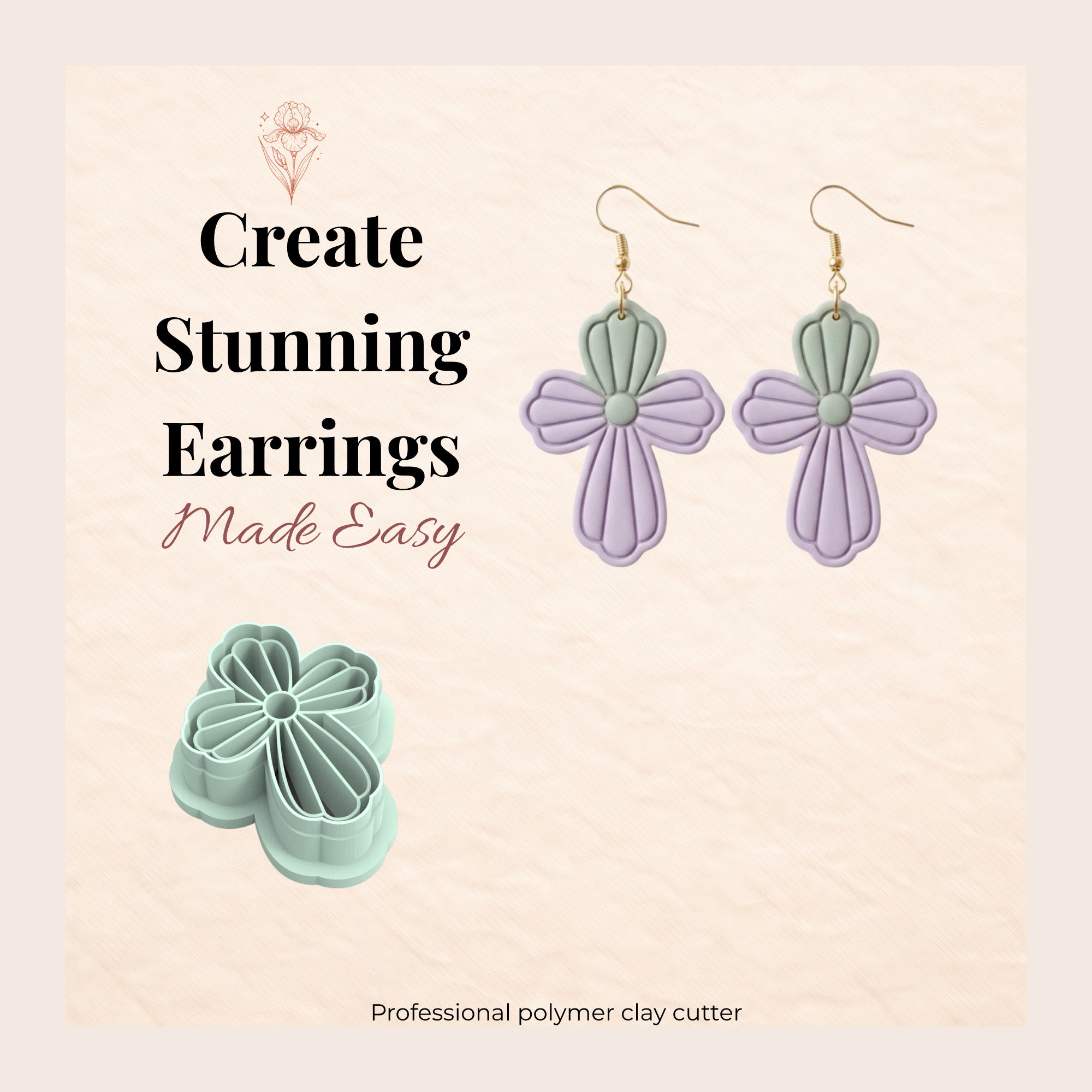 Easter Petal Cross Polymer Clay Cutter | 3D Printed Floral Cross Clay Earring Cutter | Easter Clay Tool | Religious Jewellery Making Supplies