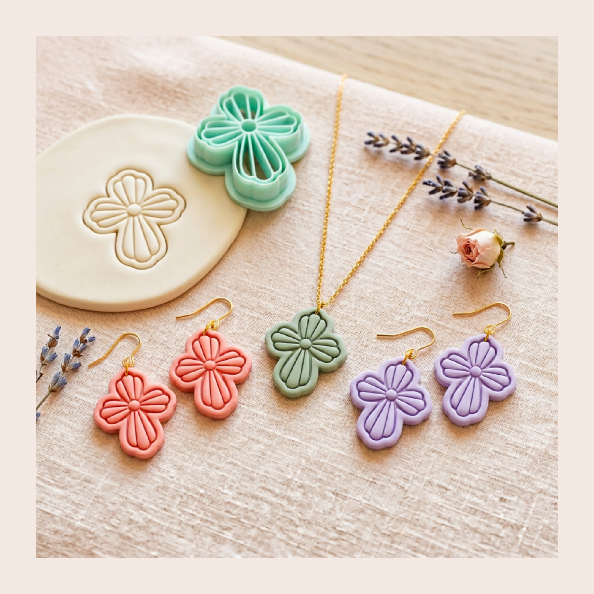 Easter Petal Cross Polymer Clay Cutter | 3D Printed Floral Cross Clay Earring Cutter | Easter Clay Tool | Religious Jewellery Making Supplies